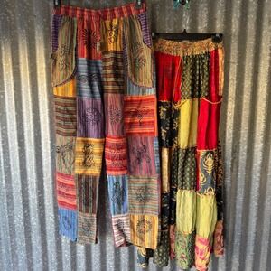Rising International Patchwork Pants and Skirt Set Womens Medium Cotton Nepal